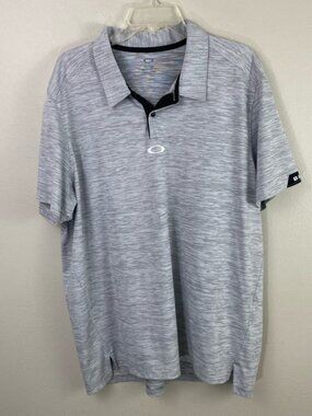 Oakley Gray Striped Performance Golf Polo Shirt